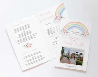 Editable Floral LDS Baptism Program Template (Digital Download)