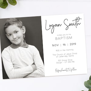 EDITABLE, LDS Baptism Invitation Template, Printable Baptism Announcement, boy baptism, LDS baptism, Instant Download, Corjl, GE02