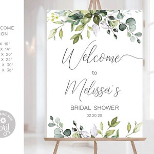 Greenery Bridal Shower Template, Bridal Shower Set, Custom Sign, Editable Signs, Bridal Shower Bundle, Instant Download, Corjl, GE01 imagem 3