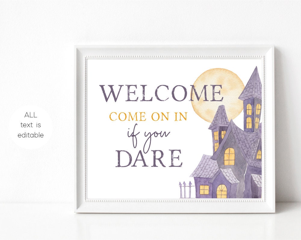 Halloween Party Signs Enter If You Dare Halloween Printable | Etsy