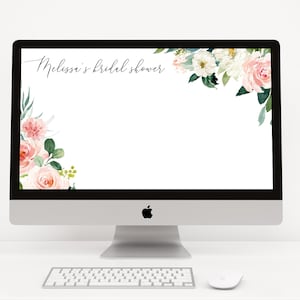Floral Bridal Shower Zoom Background: Blush Pink Roses (Digital Download)