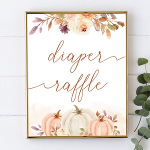Pumpkin Diaper Raffle Sign: Fall Baby Shower (Instant Download)