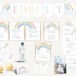 Editable LDS Baptism Set, Party Kit, LDS Primary, Instant Download, Baptism Template, Rainbow baptism, Editable Template, Corjl, RB01