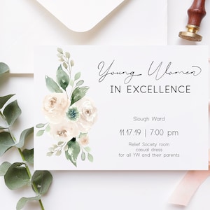 Young Women in Excellence Invitation, Editable Invitation, YW in Excellence Invitation, YW LDS Invitation, Instant Download, Corjl, YW01