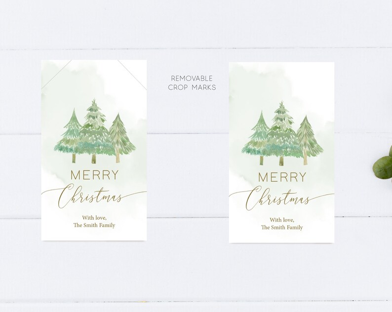 Watercolor Christmas Tree Gift Tag Template, Editable Printable (corjl ...