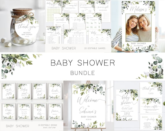 Greenery Baby Shower Template Baby Shower Set Eucalyptus - Etsy