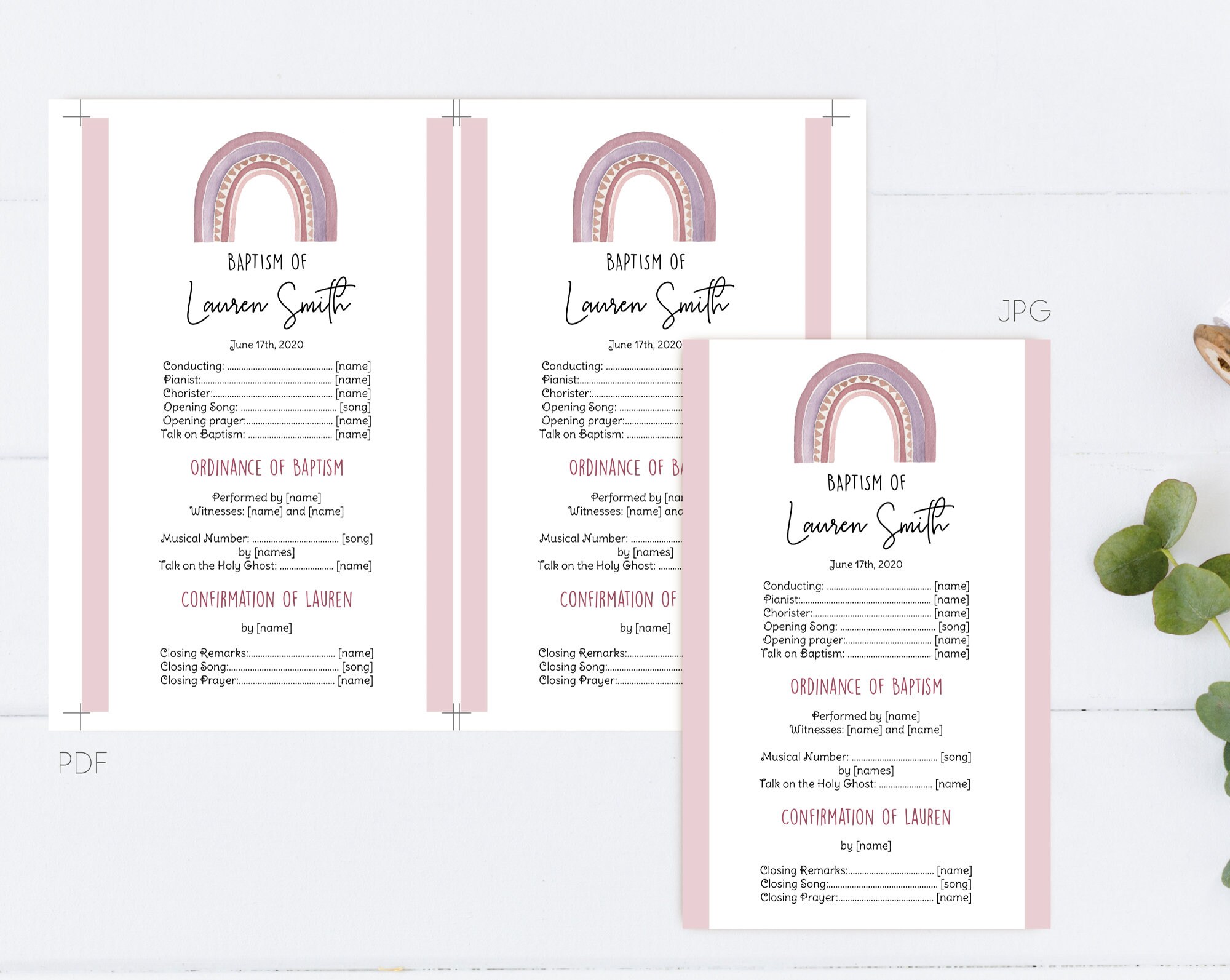 Editable LDS Baptism Program Template Printable Baptism - Etsy