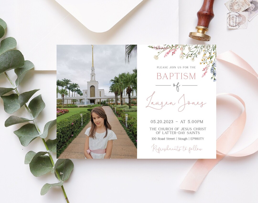 Editable LDS Baptism Invitation Template, Printable Baptism Invitation ...