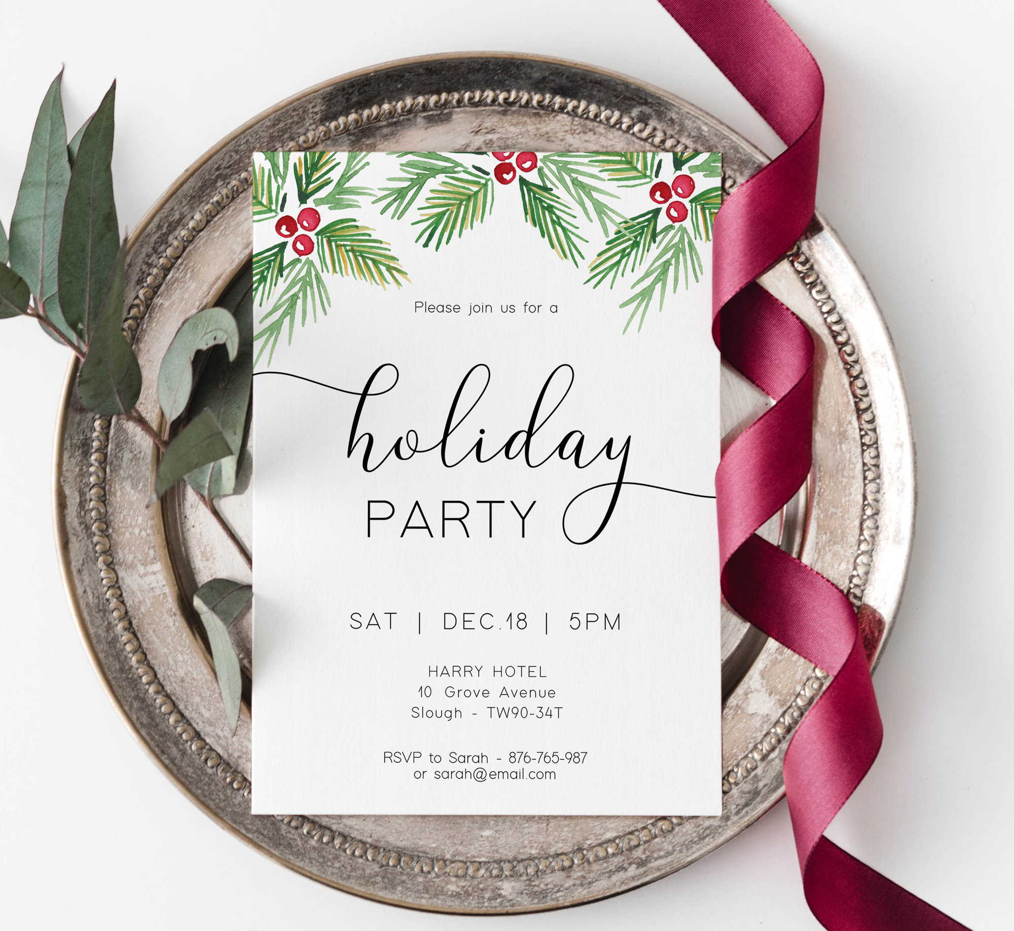 Holiday Party Invitation Editable Template Instant Download | Etsy