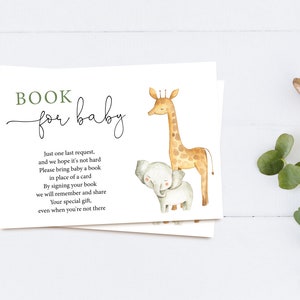 Groenboek aanvraagkaart, Safari babyshower, BEWERKBARE boekaanvraagkaart, Jungle babyshower, Safari babyshower, Corjl, SA01