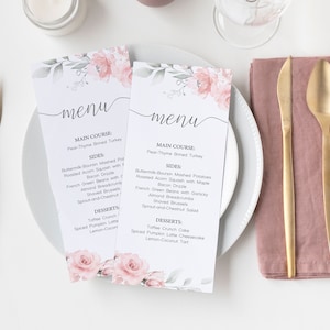 Blush Greenery Menü Vorlage, Blush Greenery Brautparty Menü, bearbeitbare Vorlage, Instant Download, Corjl, GR01