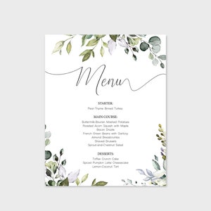 Signo de menú de almuerzo, menú de vegetación, signo editable, signo de menú imprimible de vegetación, signo de mesa de comida, descarga instantánea, Corjl, GE01
