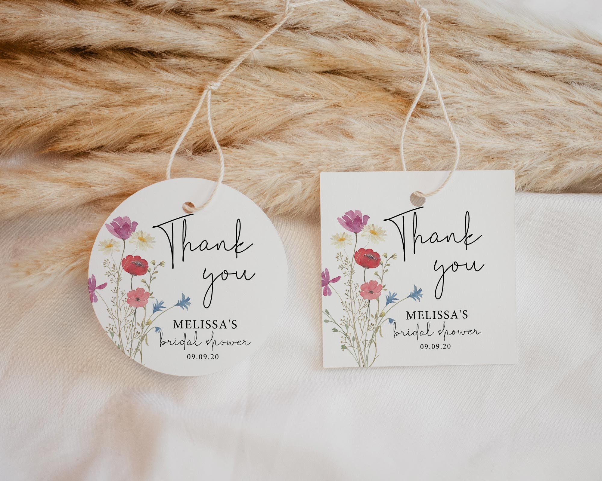 Wildflowers Favor Tag Template, Editable Thank You Tag Template, Favor tag, Wildflower Thank You Tags, Bridal Shower Favor Tags, Corjl, WF11