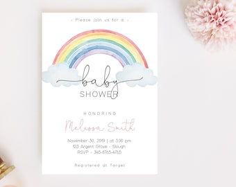 Rainbow Baby Shower Invitation: Editable Gender Neutral Design (Corjl)