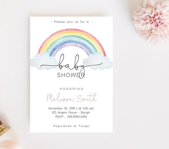 Rainbow Baby Shower Invitation: Editable Gender Neutral Design (Corjl)