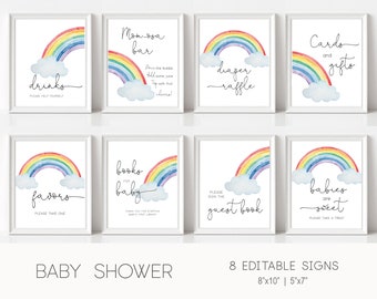 Rainbow Baby Shower Signs: Printable Template (Instant Download)