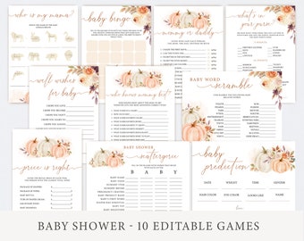 Little Pumpkin Baby Shower Games Bundle: Autumn Fall Theme (Instant Download)