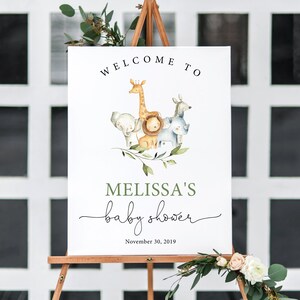Safari Baby Shower Welcome Sign, EDITABLE Welcome Printable, Jungle Baby Shower Welcome Sign, Safari Baby Shower Welcome Sign, Corjl, SA01