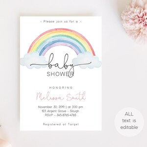 Rainbow Baby Shower Invitation: Editable Gender Neutral Design (Corjl) image 3
