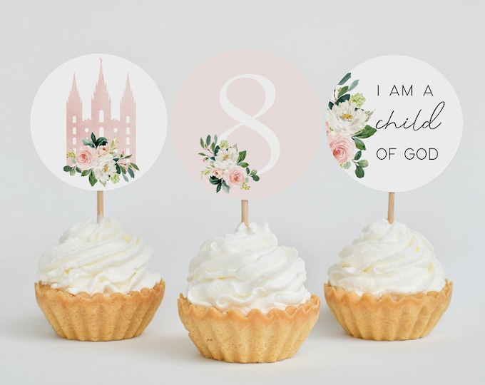 LDS Baptism Party Cupcake Toppers, Food Labels, Decorations, Digital ...