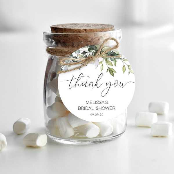 Greenery Favor Tag Template, Editable Thank You Tag Template, Favor tag, Eucalyptus Thank You Tags, Bridal Shower Favor Tags, Corjl, GE01