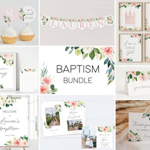 Editable LDS Baptism Party Kit: Pink Floral Template (Instant Download)