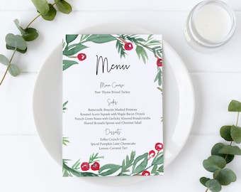 Christmas Party Menu, Editable Menu, Printable Holiday Party Menu, Menu Printable, Corjl, CH10