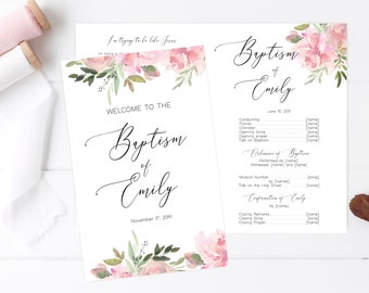 Floral LDS Baptism Program Template: Editable Printable (Corjl)