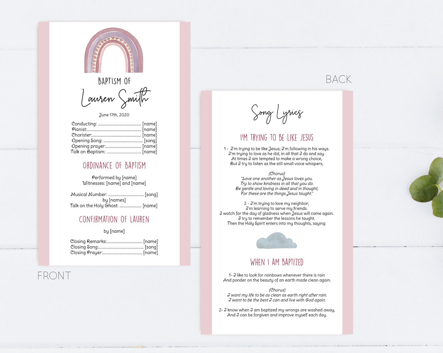 Editable LDS Baptism Program Template Printable Baptism - Etsy