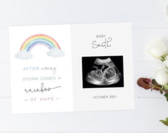 Rainbow Baby Announcement Card: Editable Pregnancy Reveal (Corjl)