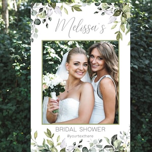 Photo Prop Frame Printable, Greenery Bridal Shower Photo Booth Frame Template, Succulent Photo Prop Frame, Instant Download, Corjl, GE01