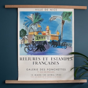 Raoul Dufy “Encuadernaciones y estampas francesas” Cartel de exposición primera edición. 1953. Ciudad de Niza/Mourlot París