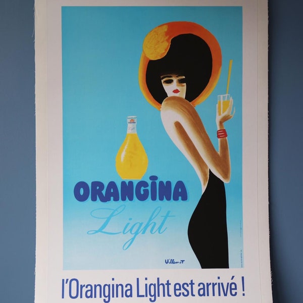 Bernard Villemot "Orangina Light" Original Vintage 1980s Poster