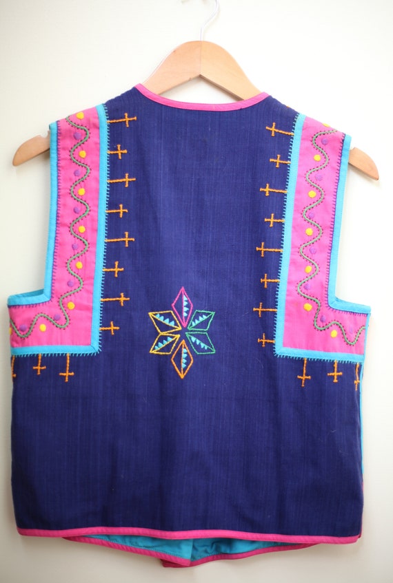 Vintage Boho Embroidered Hippie Vest Top Shirt 70… - image 2