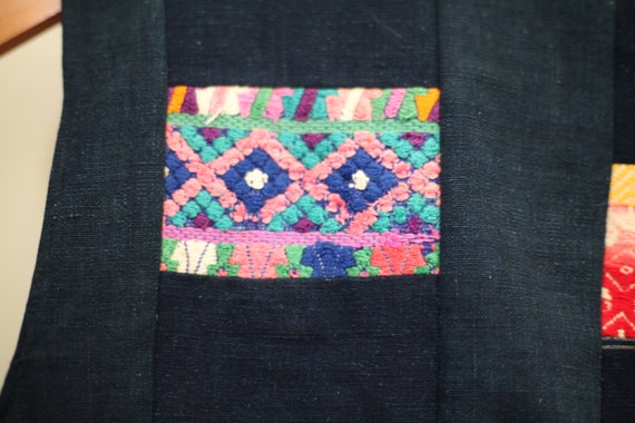 Vintage Boho Embroidered Hippie Blue Vest Top Shi… - image 4