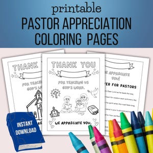 Páginas para colorear de agradecimiento al pastor - Páginas de agradecimiento para niños - Regalo para pastores del ministerio infantil - Descarga digital e imprimible