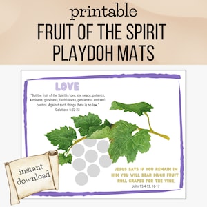 Fruit of the Spirit Playdough Mats - Bible Activity with Playdoh - Sunday School, Preschool, Kindergarten, Homeschool Children, Printable