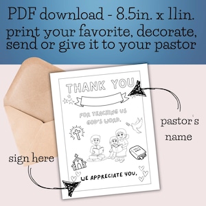 Pastor Appreciation Coloring Pages - Thank You Pages for Kids - Children Ministry Gift for ...