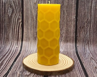 Beeswax Honeycomb Pillar Candle, Self Care Gift, Natural Honey Scent, Long Burning, Specialty Candle, Spa Candles