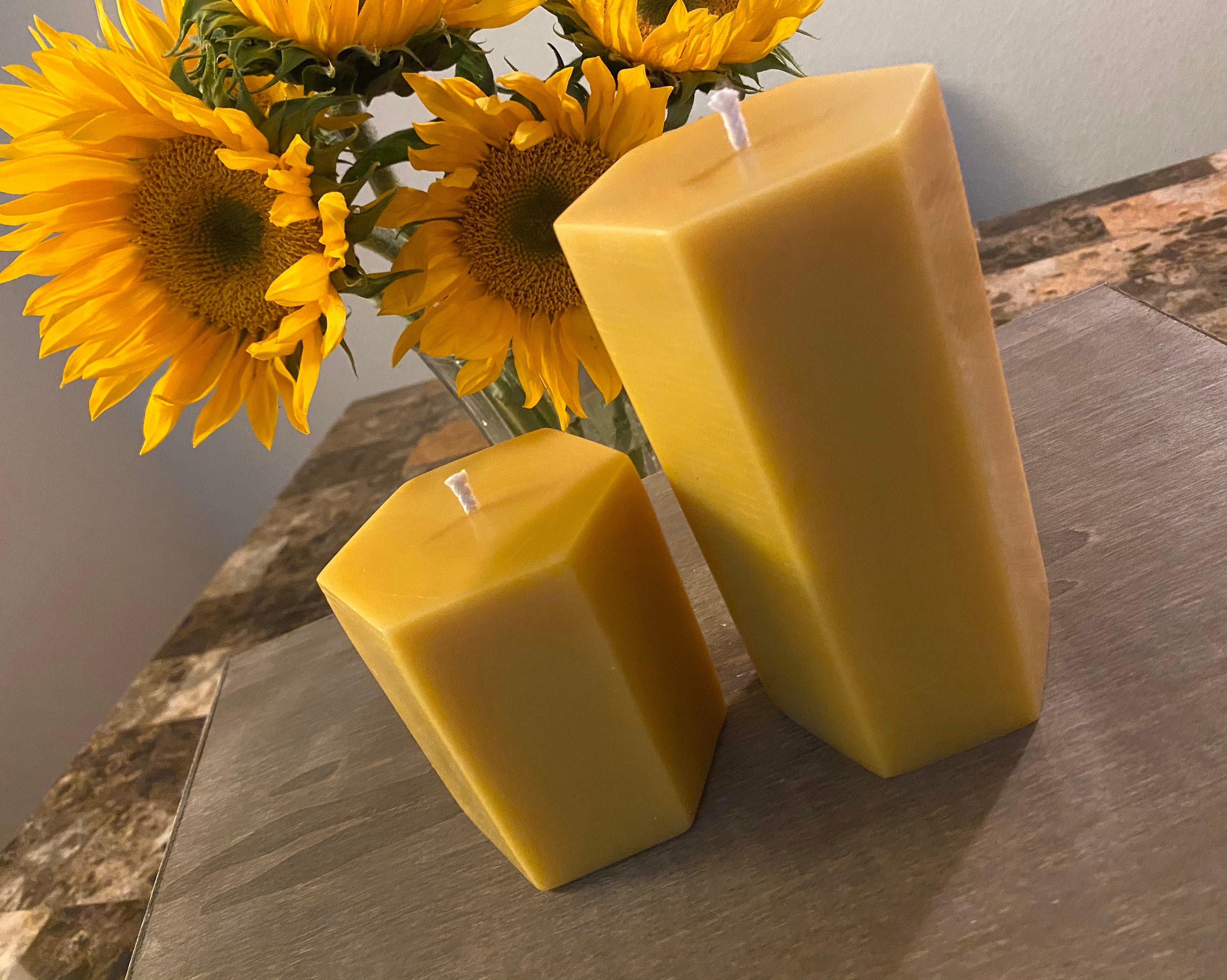 Hexagon Pillar Beeswax Candle, 100 Pure Beeswax, Meditation Candles