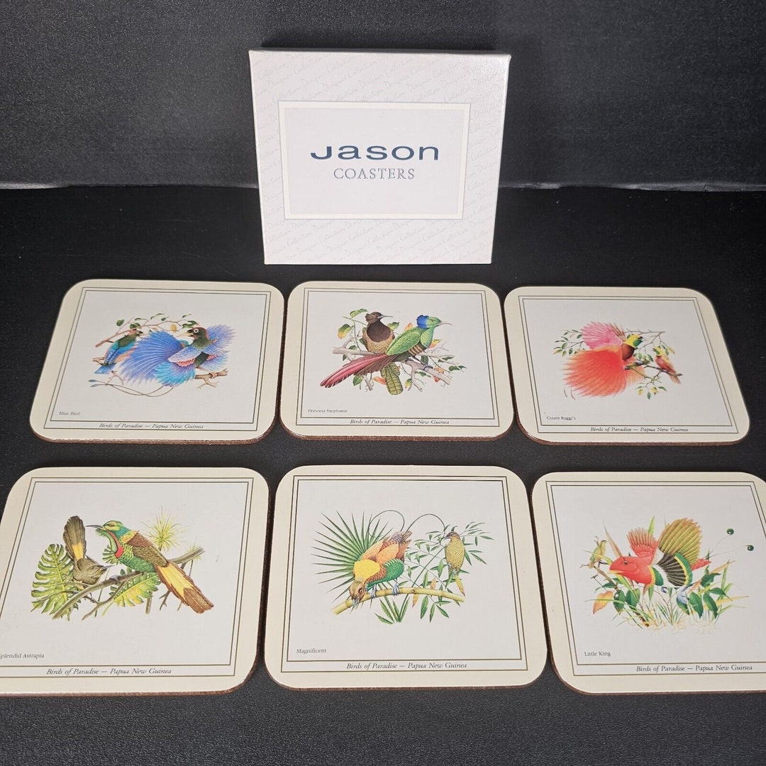 Set of Six Jason NZ Vintage Coasters Birds of Paradise Papua Etsy