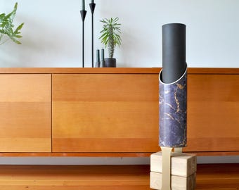 Indigold Yoga Mat Tube: Blue/Grey Marble & Gold Fitness Storage