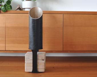 Yoga Mat Storage Tube: Black Tropical Leaf Decor, Home Yoga Studio