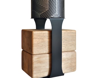 Yoke Yoga Block Floor Stand in Black, Eco-Chic Yoga Block Storage for up to 2 Yoga Blocks and 1 Yoga Strap, attaches to Homi Yoga Mat Tube