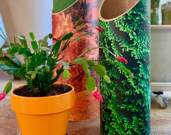 Designer Yoga Mat Storage Tube: Eco Home Gym Decor in Cedar design