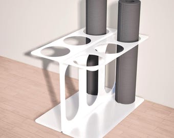 Minimalistischer Yogamattenständer aus Stahl: Studio Organizer für 6 Matten oder Schaumstoffrollen