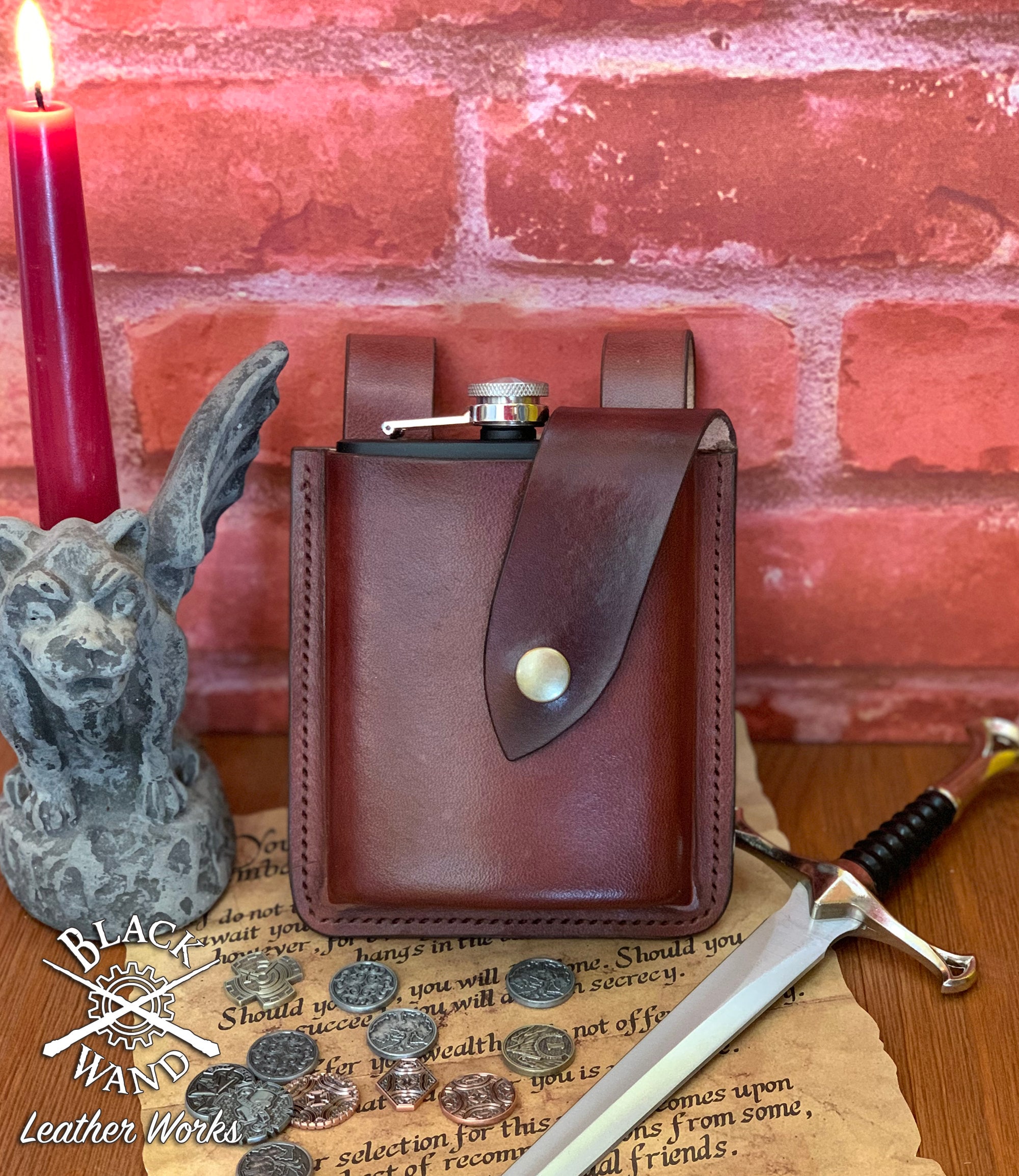 Leather Flask Holster Etsy