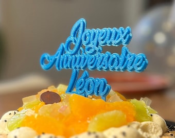 Cake Topper Joyeux Anniversaire Personnalisé Prénom, Gâteau Anniversaire Personnalisé, Décoration Fête, Anniversaire Enfant