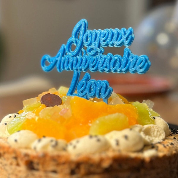 Cake Topper Joyeux Anniversaire Personnalisé Prénom, Gâteau Anniversaire Personnalisé, Décoration Fête, Anniversaire Enfant