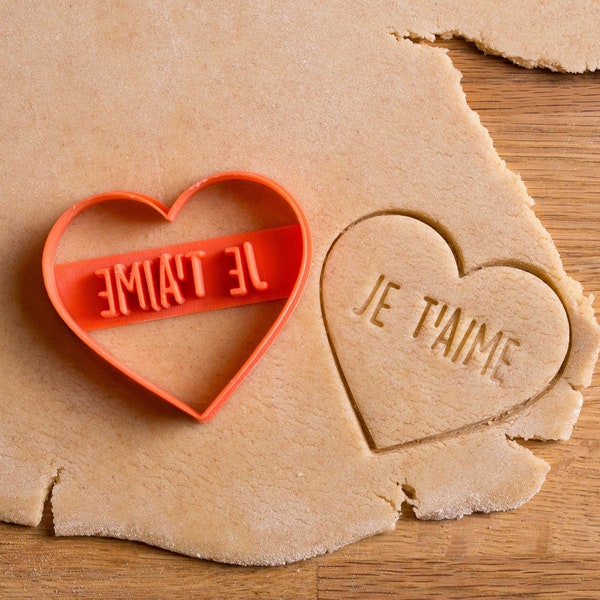 Emporte-pièce biscuit cœur Je t'aime, cadeau Saint Valentin, biscuit personnalisé